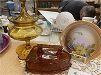 2 VINTAGE AMBER COLORED GLASSWARE PCS.