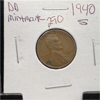1940-S WHEAT PENNY CENT DOUBLE DIE MINT MARK