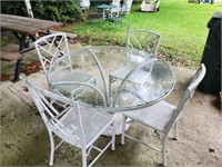Outdoor metal table and chairs glass top