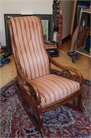 Upholstered Walnut Nursing Rocker