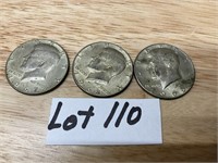 3-1967,1968, & 1969 Kennedy Half Dollars