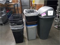 1 Row of Rectangular Metal & Plastic Trash Cans