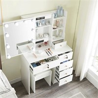 ULN-ZLGGZS Vanity Desk with Mirror & Light,White M