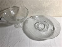 Pair of Frosted Glass Footed Bowl & Tray