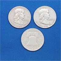THREE 1954 LIBERTY SILVER HALF DOLLARS
