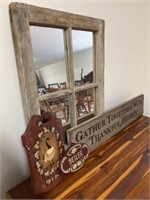 Framed Mirror with Wall Hangings