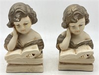 (F) 2 Porcelain Statues of Girl Reading