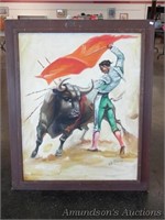 Vintage Matador & Bull on Canvas