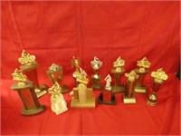 Vintage motorcycle trophies.