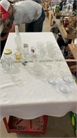 Glass dishes and cups