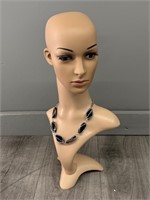 Wig Model Head w/ Silver Wire Necklace
