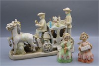3 Lefton Musical Angels, Horse Carriage Figurine