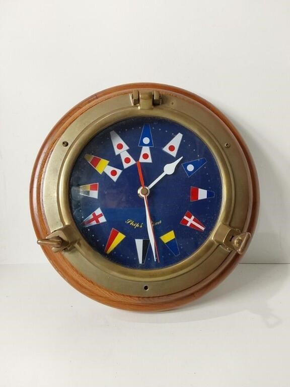 1970's Taiwan SKP Quartz Nautical Flags Clock S15B