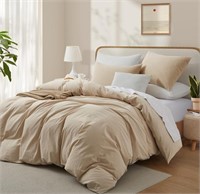 Bedsure 100% Washed Cotton Duvet Cover King Size,
