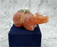 Zuni Orange Alabaster Bear Fetish