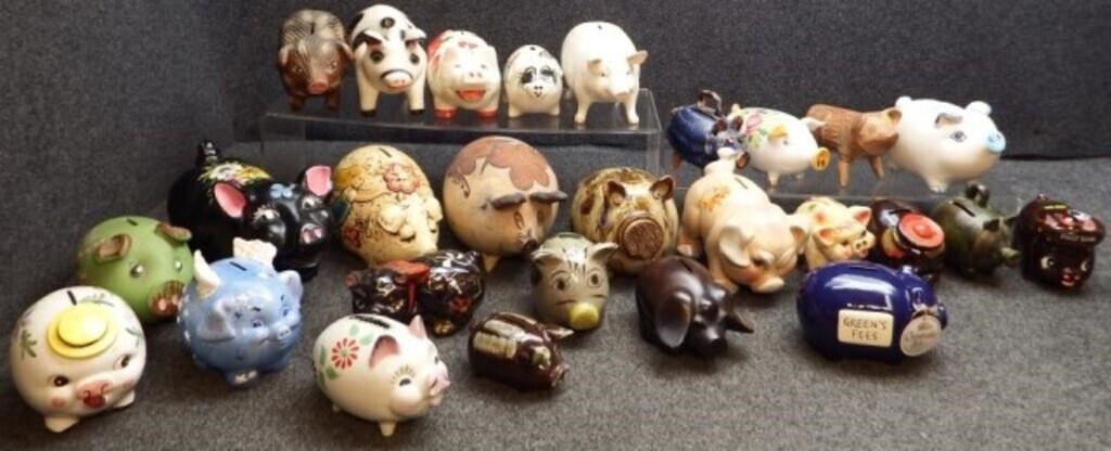 (27) Ceramic / Pottery Pig / Piggy Coin Banks