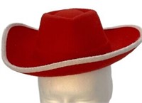 (New)Red Felt Cowboy Hat Western Cowgirl Cap