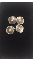 14k gold/diamond and mother of pearl cuff links