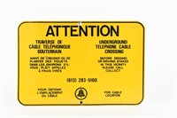 ATTENTION UNDERGROUND TELEPHONE CABLE S/S SIGN