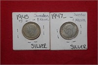 1945TS & 1947 Sweden Silver Krona