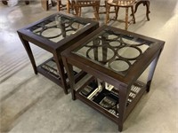 Pr. Glass/ mirror end tables