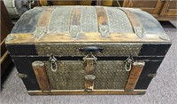 Antique Dome Top Steamer Trunk w Metal Stars- No