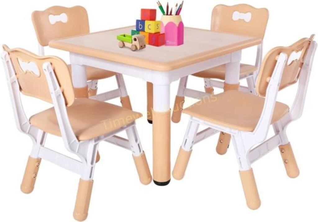FUNLIO Kids Table & 4 Chairs  23.5in Natural
