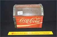Small wooden box with handles made from Coca-Cola