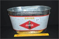 Galvanized Coca-Cola oval bucket w/ handles