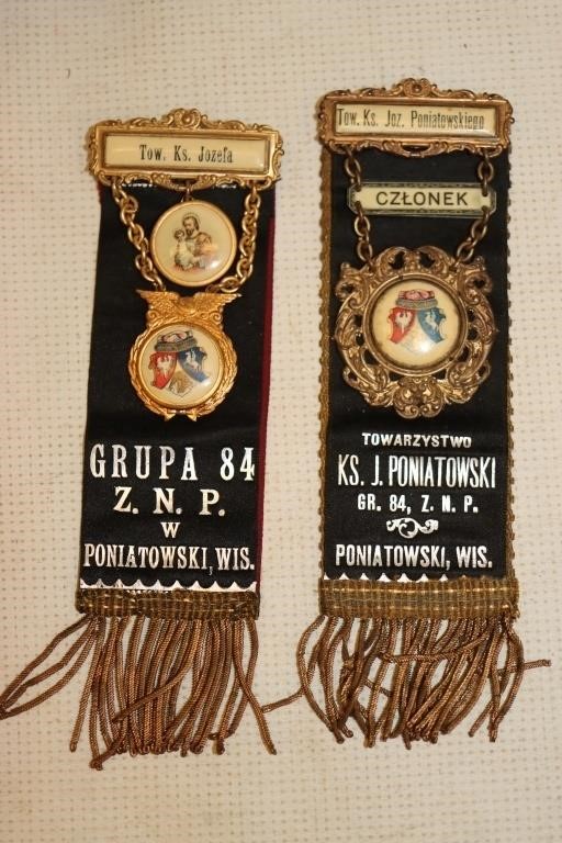 2 Vintage Polish Society Medals: Poniatowski, WI