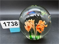 Vintage Lily & Butterflies Paperweight