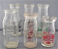 6 Vintage Milk Bottles