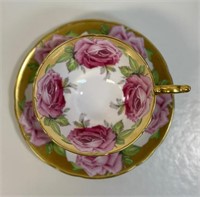 STUNNING AYNSLEY CABBAGE ROSE CUP & SAUCER