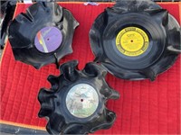 Three fun catchall bowls made out of records