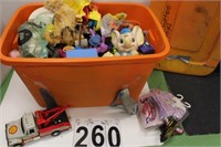 Orange Tote of Toys Includes Shell Tow Truck