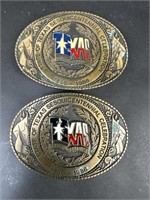 Two 1986 Texas Sesquicentennial Brass Belt Buckles