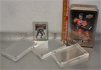 Mark Messier hockey card, tin, card protectors