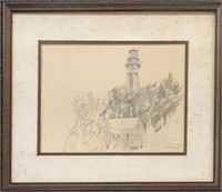 Signed E. Remmarte Lighthouse Drawing