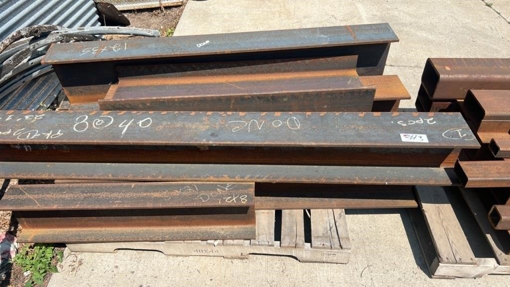 Pallet w/Quantity of Heavy I-Beam. Up to 78"