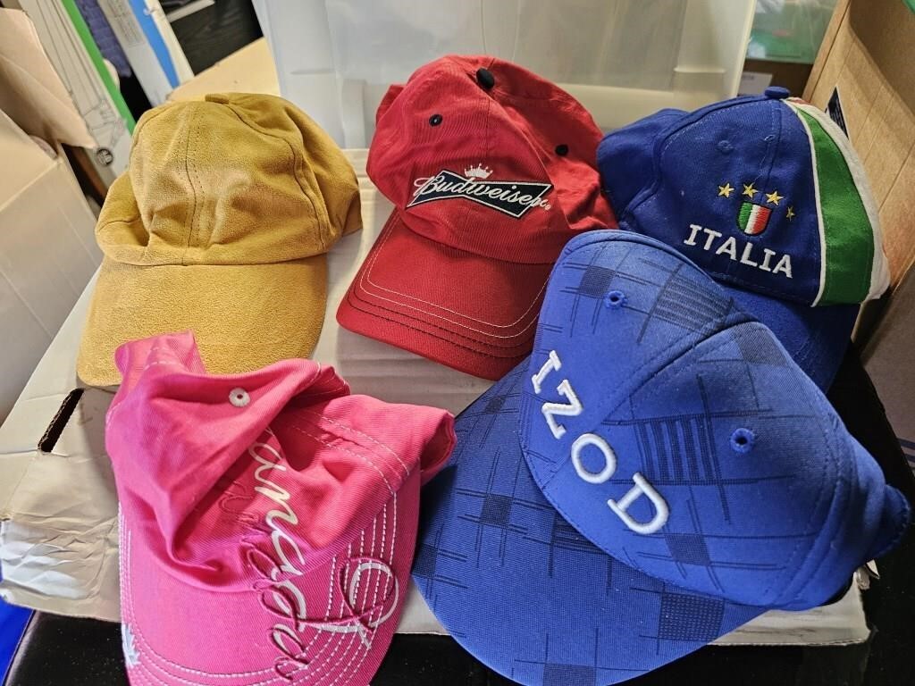 group of baseball caps