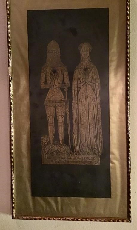 SIR HENRY AND LADY BEDFORD 1370 AD BRASS RUBBING