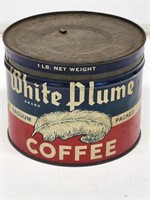 Early White Plume Coffee Advertising Tin