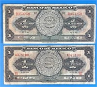 Lot of 2 Mexico Banknotes