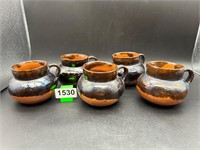 Set of 5 Mexican Clay Mugs