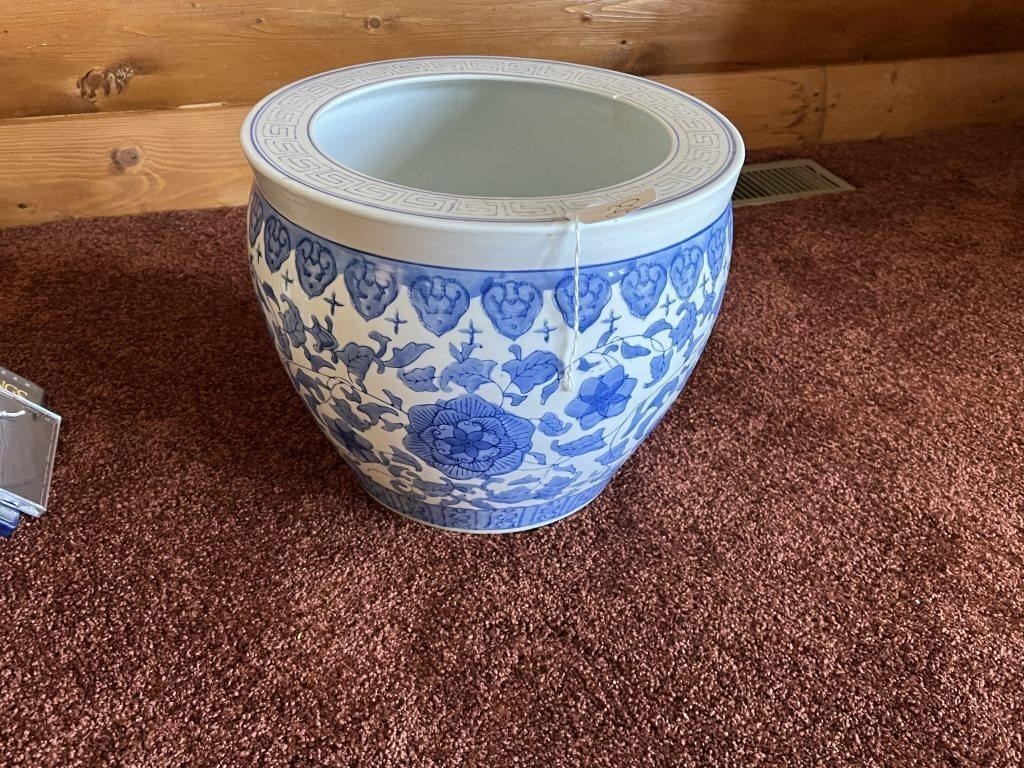 Vintage Blue & White Chinoiserie Fish Bowl