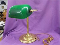 Green glass student lamp