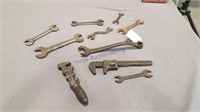 Old wrenches, 2 pipe wrenches