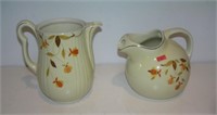 Pair of early leaf decorated pitchers by Hall's Ch