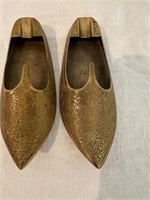 Vtg. Pair of Indian Slipper Brass Ashtrays