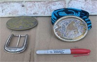 BOX LOT: SILVER PLATED BELT BUCKLES &